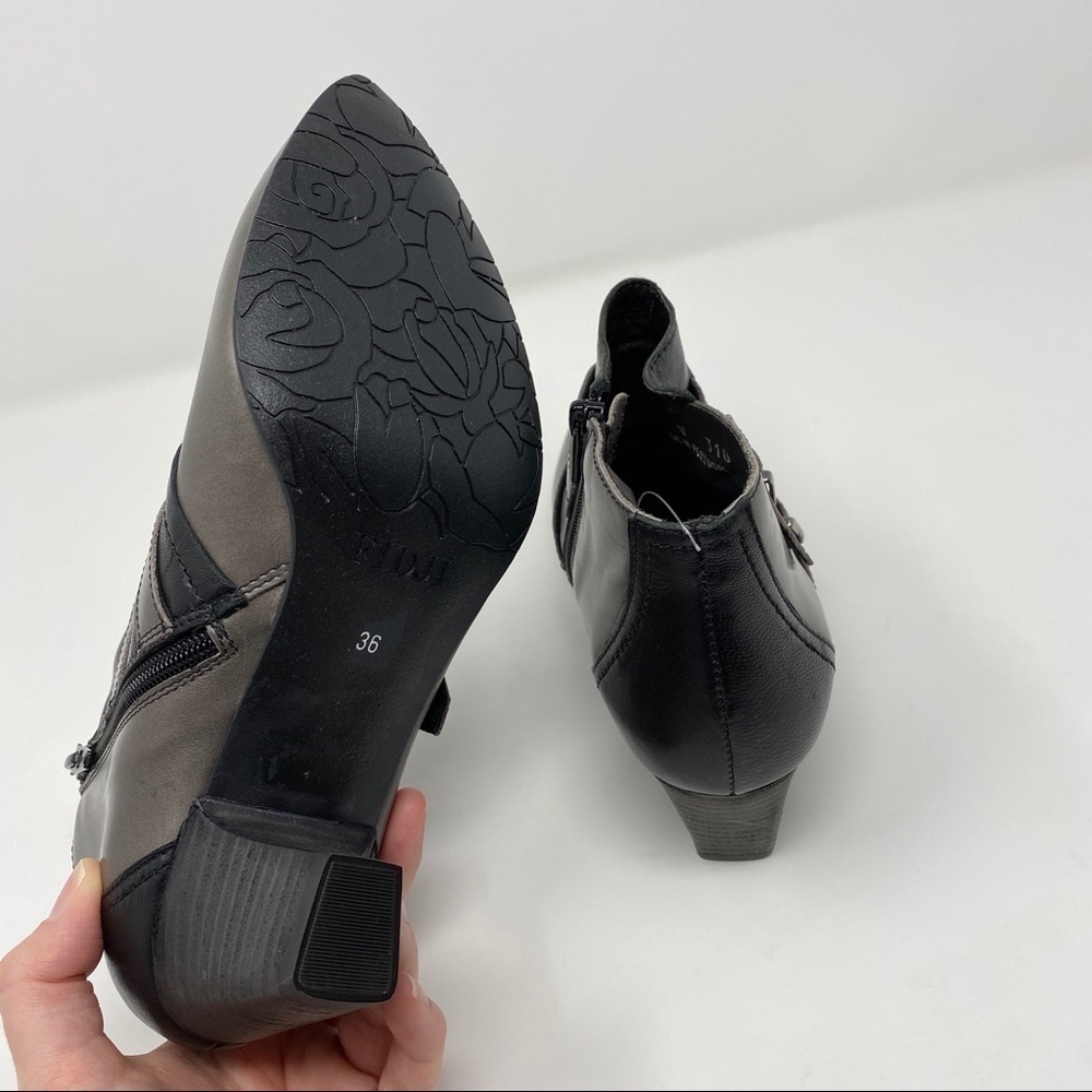 Fidji V310 leather point toe buckle ankle booties - Picture 6 of 9